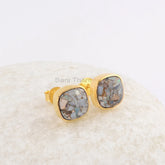Ethiopian Opal Stud Earrings - 925 Sterling Silver - Gemstone Studs - 9mm Cushion - Gift For New Beginning - Jewelry For Inspiration